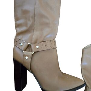 House Of Harlow Tan Leather Cropped Boots